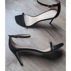 Stuart Weitzman Nudistcurve 75 Nudist Sandal Heels Womens 8 Black Suede